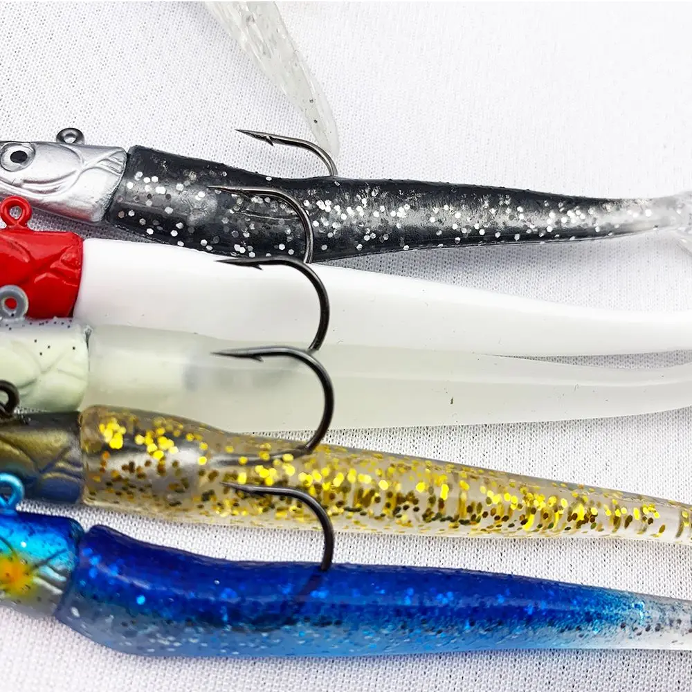 

High Quaility Silicone Luminous Lead Jig Head Fish Eel Lure Artificial Soft Bait Worm Barbed Hook