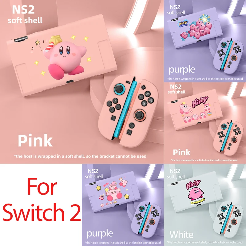 Funda protectora Kirby para Nintendo Switch 2, carcasa blanda de dibujos animados, funda protectora dividida para consola Switch, accesorios de juego Joycon