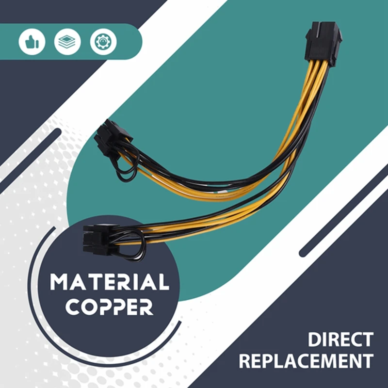 PCI-E PCI Express 6Pin أنثى إلى ثنائي مزدوج 2-Port 8Pin (6 + 2Pin) ذكر F/M محول GPU بطاقة الفيديو سلك الطاقة 18AWG 20 سم