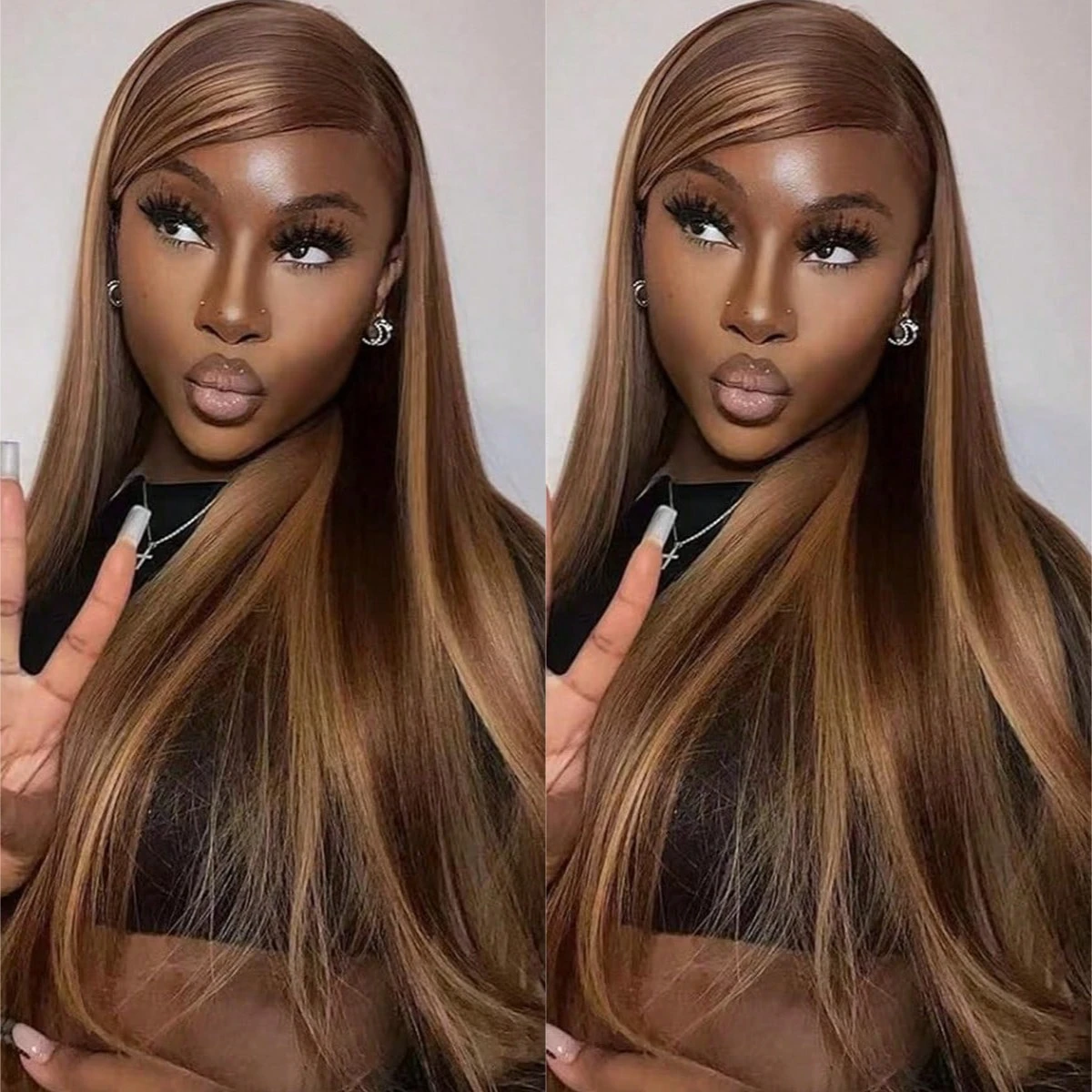 

Синтетический парик 4/27 Highlight, прямой, с HD-основой 13x4, термостойкий, для повседневного использования, вечеринок и косплея