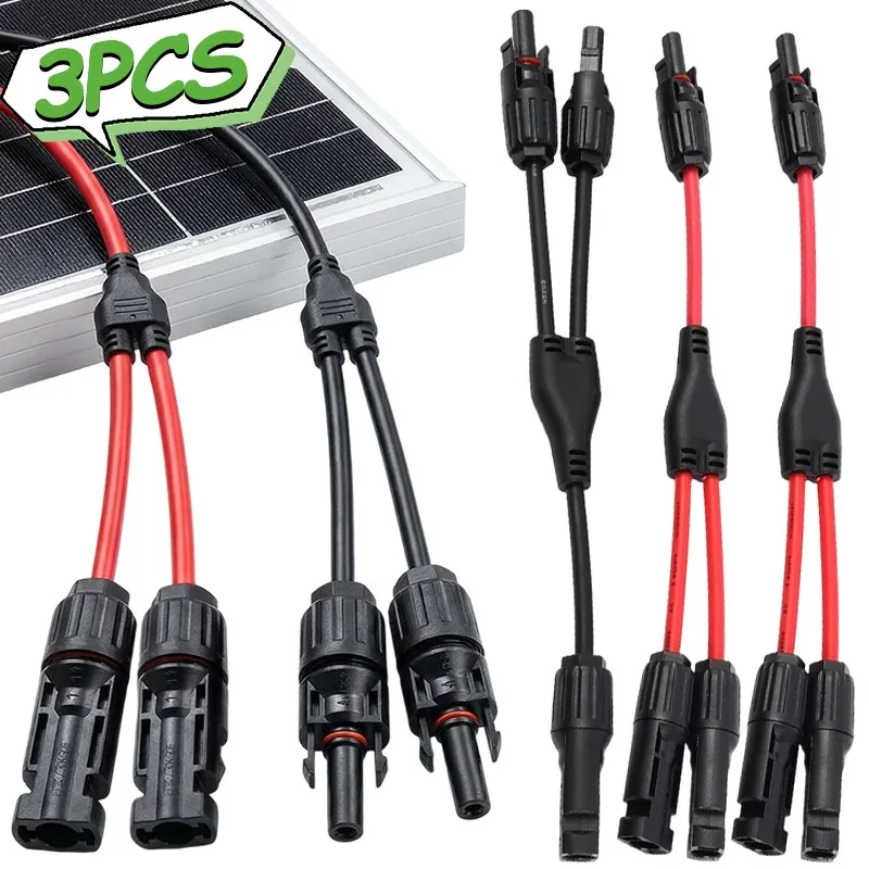 MC4 Solar Panel Parallel Connector Y Type Branch Adapter IP67 Waterproof Photovoltaic Cable Splitter for SolarPower System Quick