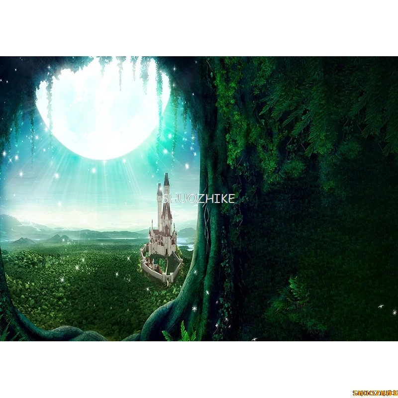 SHUOZHIKE Хэллоуин фон тыква фонарь замок лес луна детский фон для фотосъемки для фотостудии реквизит NG-11