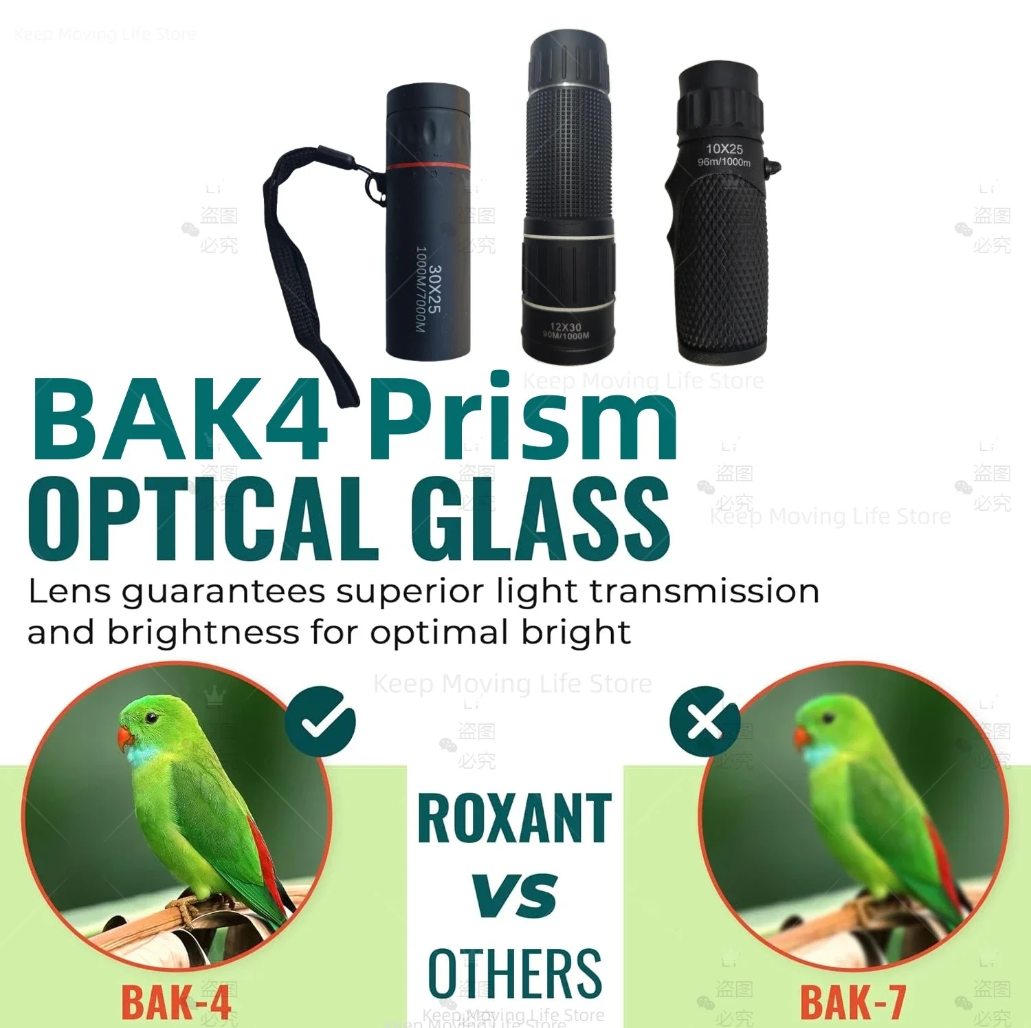 CAOX Leistungsstarkes Mini 10X25 12X30 Monokular-Teleskop HD Tragbare BAK4 FMC Optik Kompaktes Taschenfernglas für Tourismus und Outdoor – Detail 29