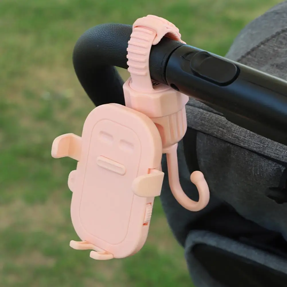 Flexible Storage Hook Stroller Hook with Phone Stand 360 Degree Rotation Stroller Hook Phone Stand Organizer for Shopping Bags