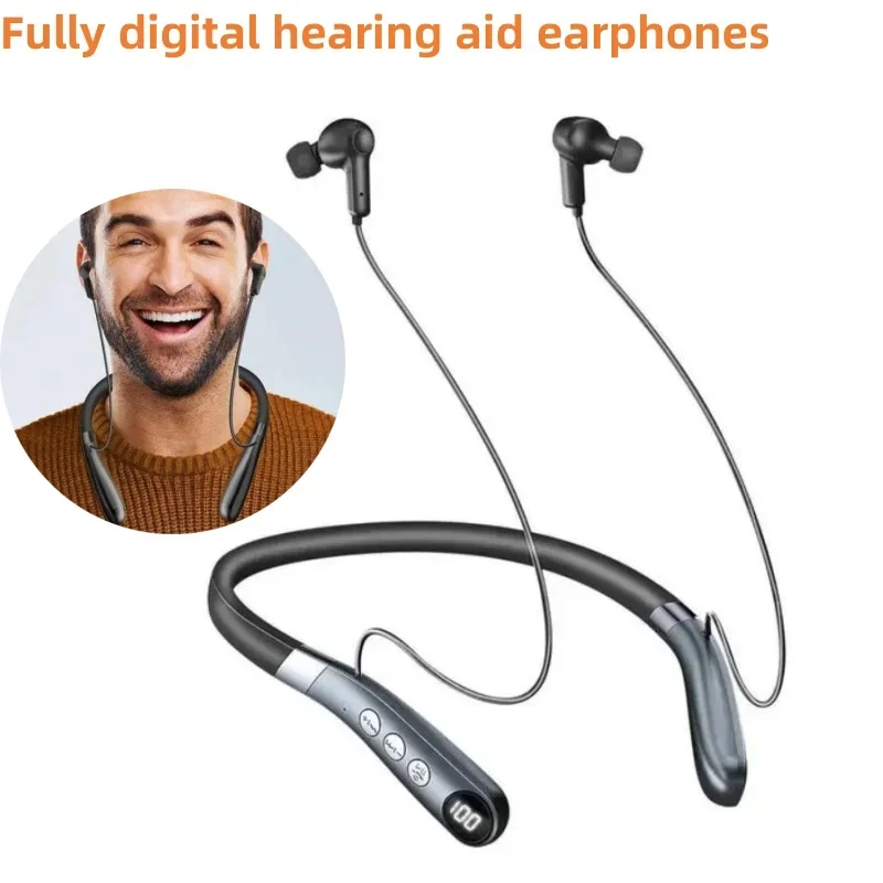 

Digital Earphone Hearing Aids Hanging Neck Bluetooth Sound Amplifier Wireless Ear Hearing Aid Headband Headset 16 Channels Stere