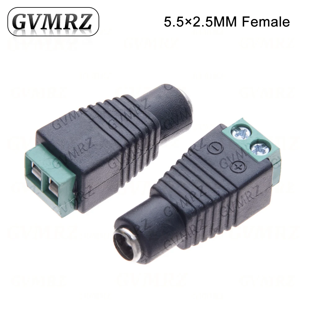 10PCS male and female DC Power plug 5.5 x 2.1MM 5.5*2.5MM 12V 24V Jack Adapter Connector Plug CCTV 5.5x2.1 2.5 view 3