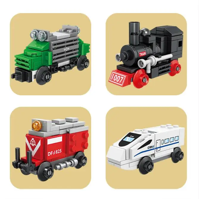 รถไฟของเล่น 8 in 1 ชุดรถไฟเรโทร รถไฟฮาร์โมนี รถไฟความเร็วสูง รถไฟดีเซล รถไฟโดยสารความเร็วสูง รถไฟไอน้ำสำหรับเด็ก