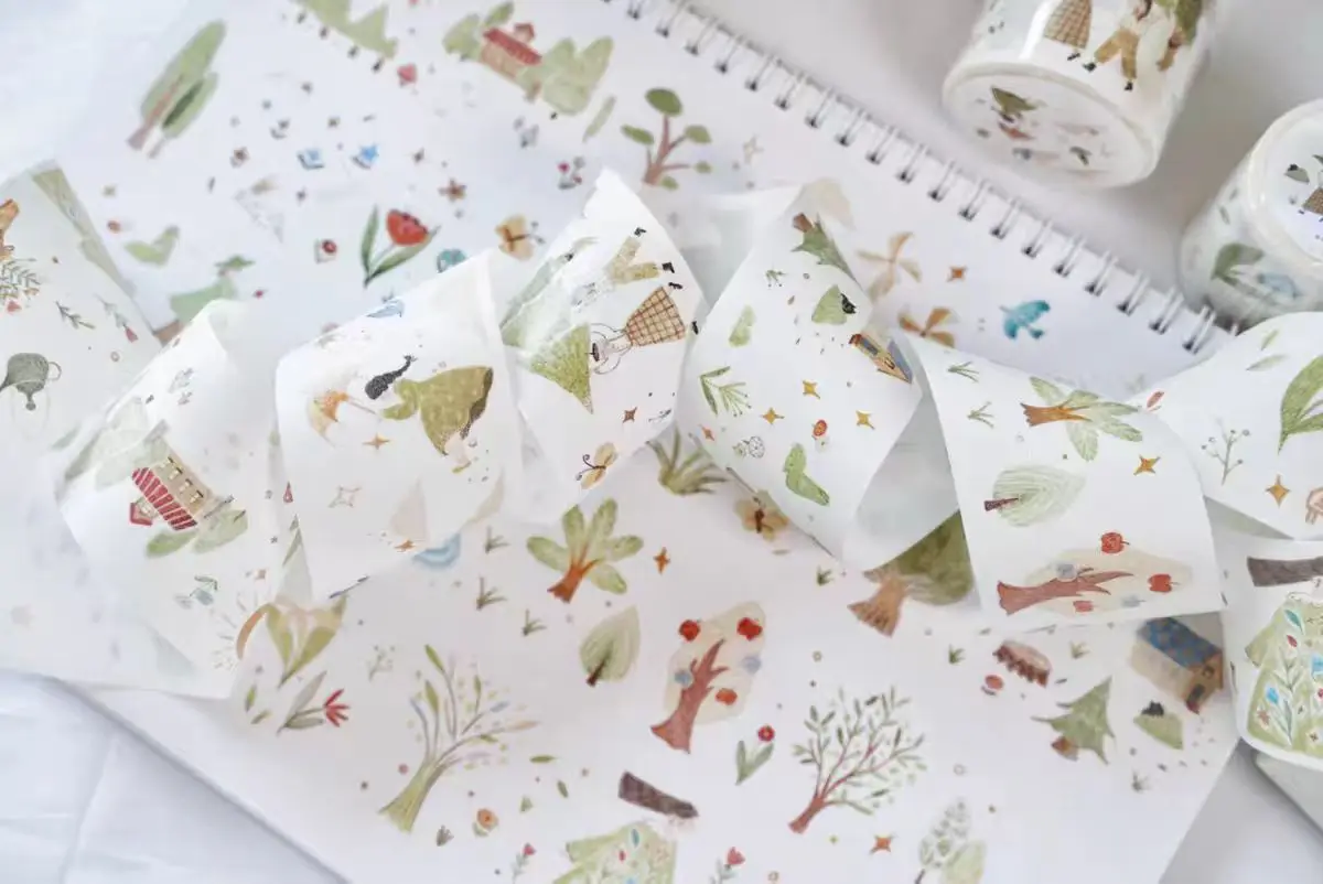 1 Loop 120cm Fairy Forest Flower Girl Matte PET Washi Tape DIY Decor Card Making Scrapbooking Planner Sticker