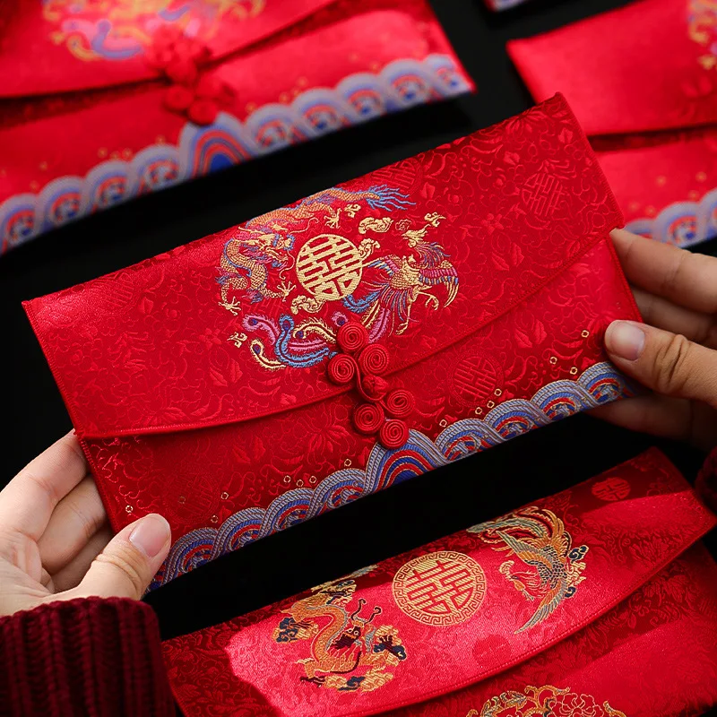 Red Fabric Wedding Envelope Wedding Supplies Wedding Supplies Engagement Supplies New Red Envelope Wedding Special Wedding Red Envelope Chinese High-End Fabric Parents Change Fee Ten Thousand Yuan Wedding Package