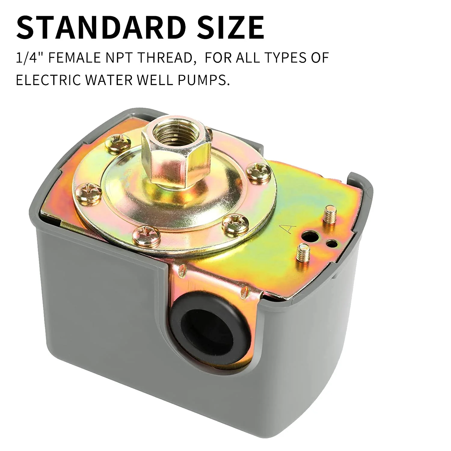 2025+Pessure Switch for Well Pump, 40-60Psi Water Pressure Switch Adjustable Differential, 1/4 Inch Female NPT Water Pressure
