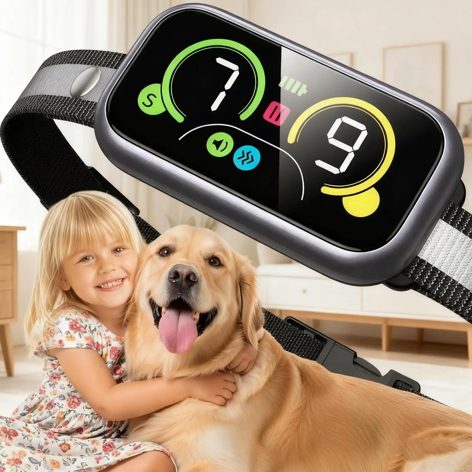 

Smart Anti-Bark Dog Collar with 4 Modes, AI Sound Recognition, Fast Charge for Small Medium Large Dogs 5-150lbs