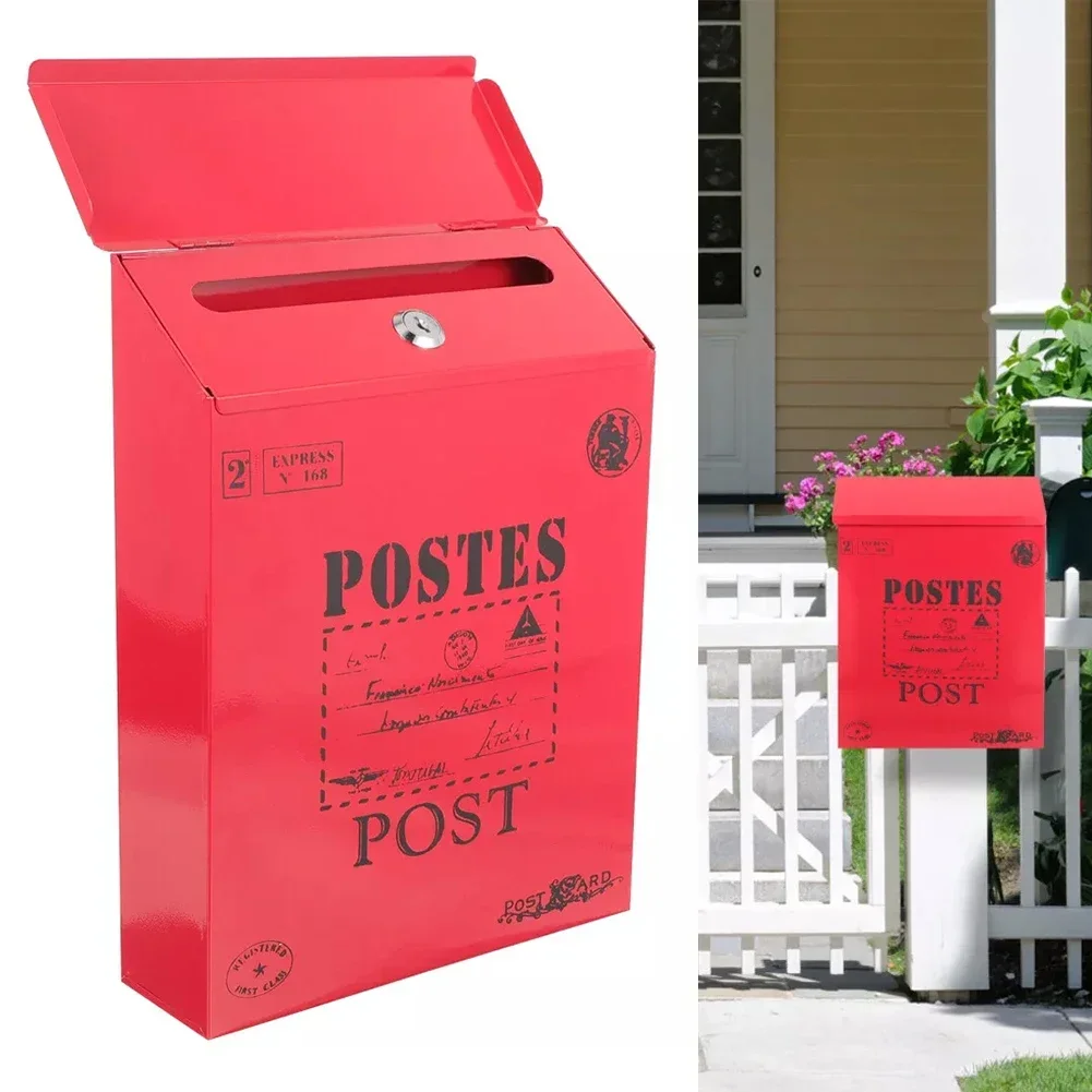 Large Capacity Mailbox Retro Postal Letter Box Secure And Private Steel Lock Weather Resistant Easy Installation