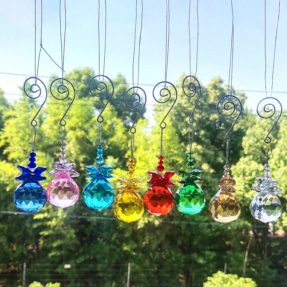 8 Colors Crystal Pendants DIY Chandelier Crystals Bead Suncatcher Prisms Hanging Ornament Chandelier Accessories Car Decoration