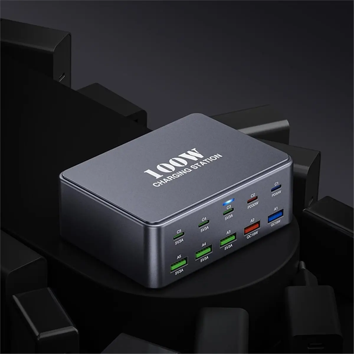 RECOMENDAR】100W USB Type-C Desktop Phone Charger PD Fast Charger Power Adapter for Tablet Laptop Travel for EU Plug