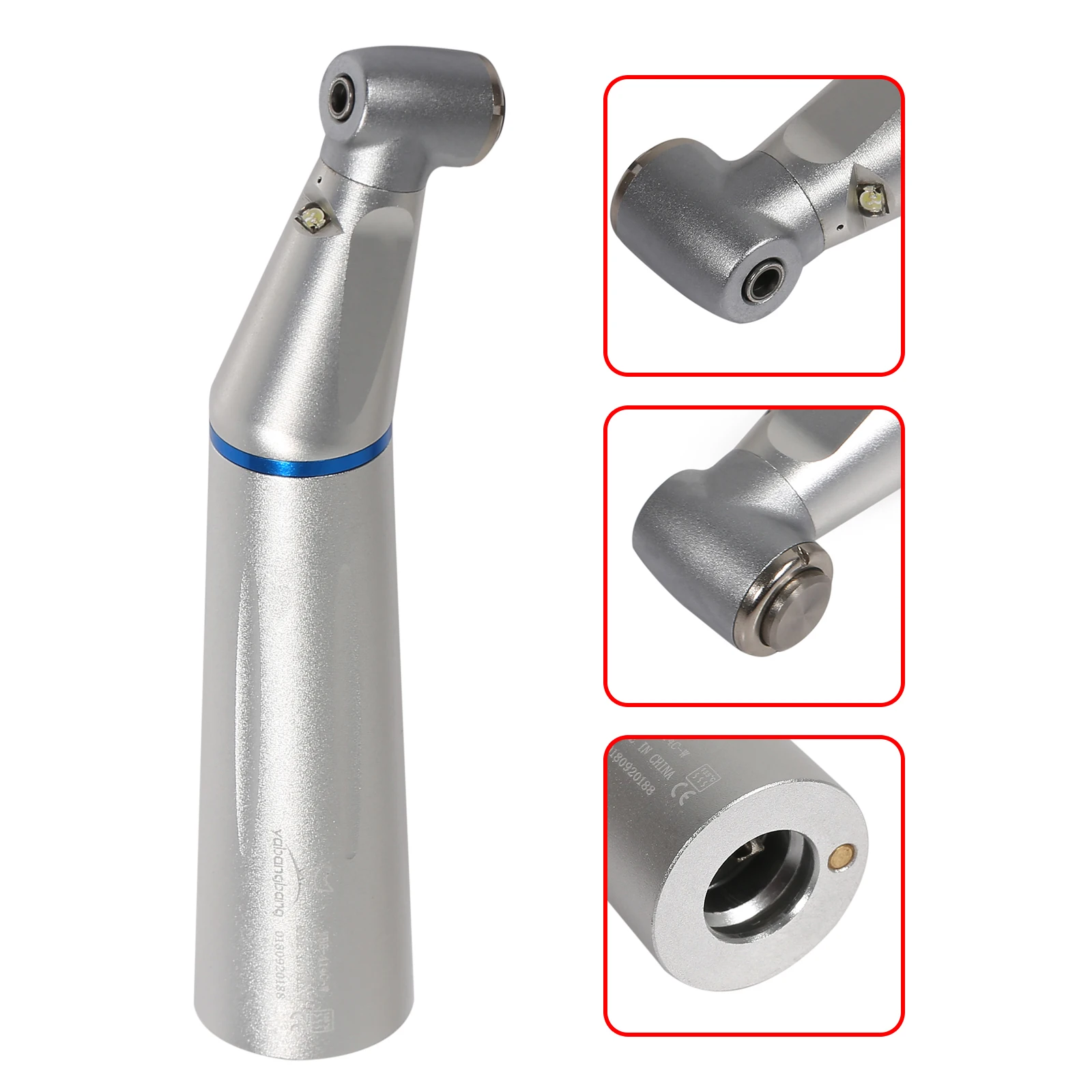 Dental Fiber Optic LED 1:1 Ratio Contra Angle Slow Speed Push Button Handpiece Inner Water Spray Low Noise