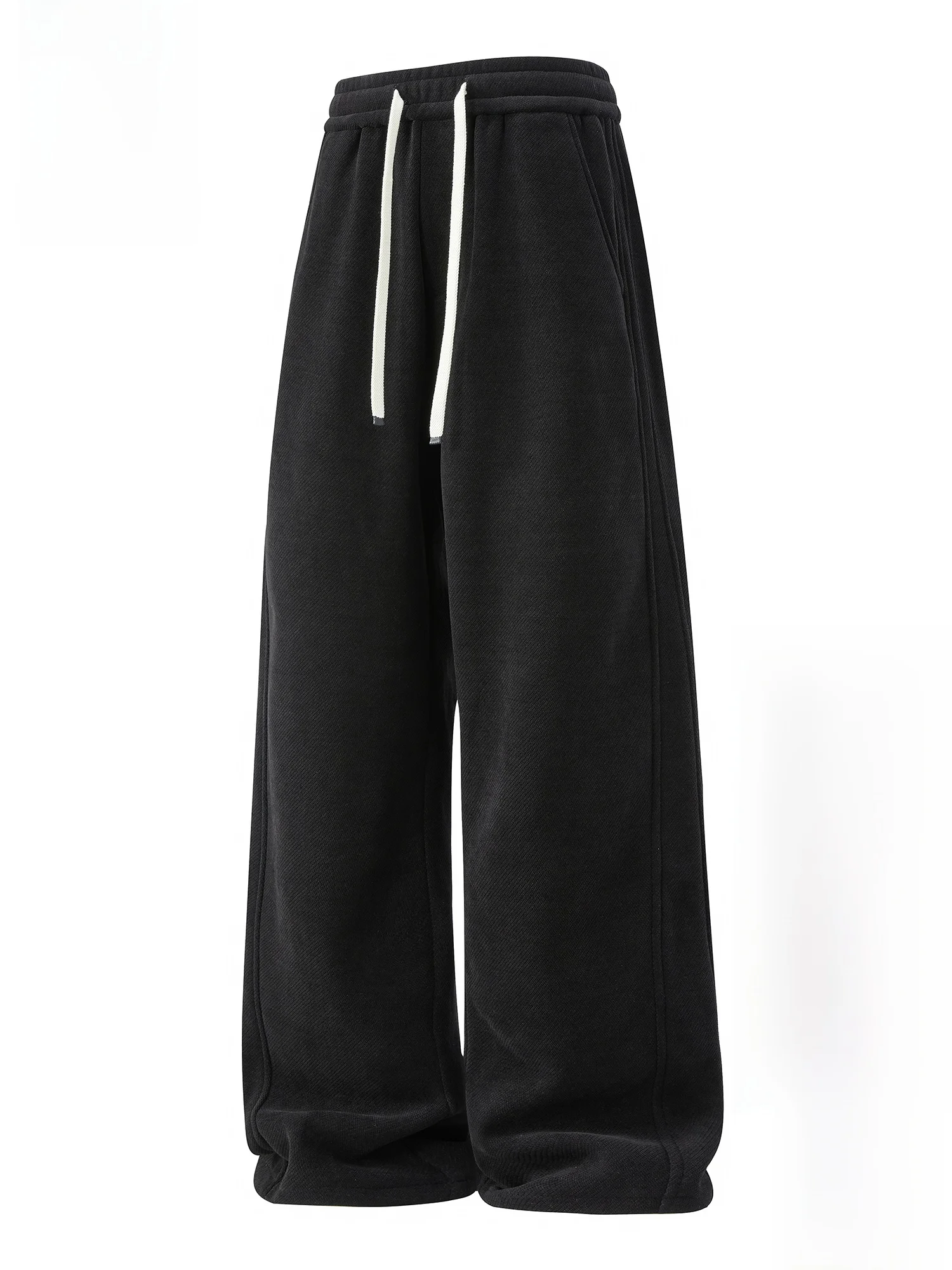 

Мужские удобные повседневные брюки Paul Frank с флисовой подкладкой, свободного кроя, зимние теплые прямые спортивные брюки, черные, с широким поясом