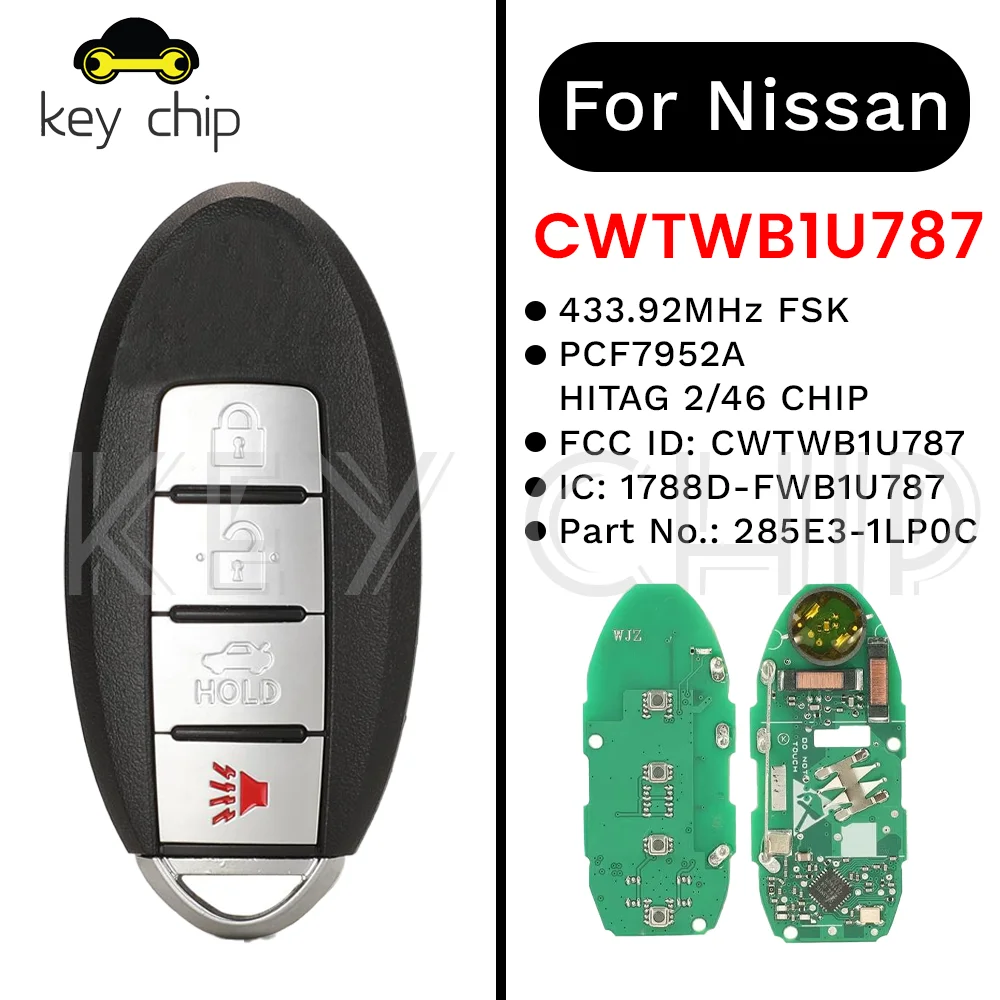 

CWTWB1U787 433,92 МГц FSK 4btn умный ключ для Nissan/Infiniti 1788D-FWB1U787 285E3-1LP0C 46 чип