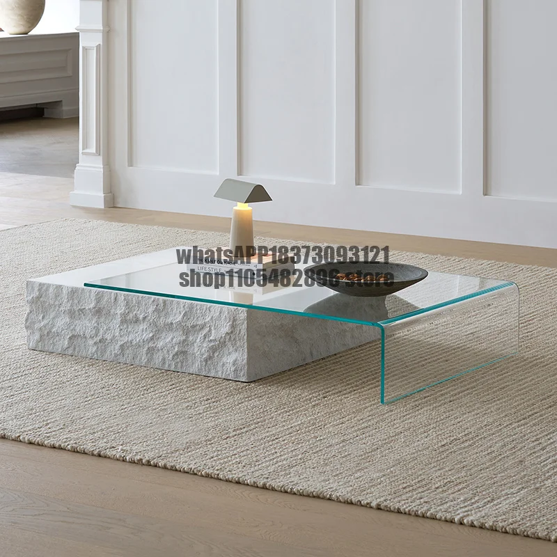 Glass Living Room Coffee Table Luxury Design Wood Slim Stacking Nordic Tables Square Premium Italian Furniture