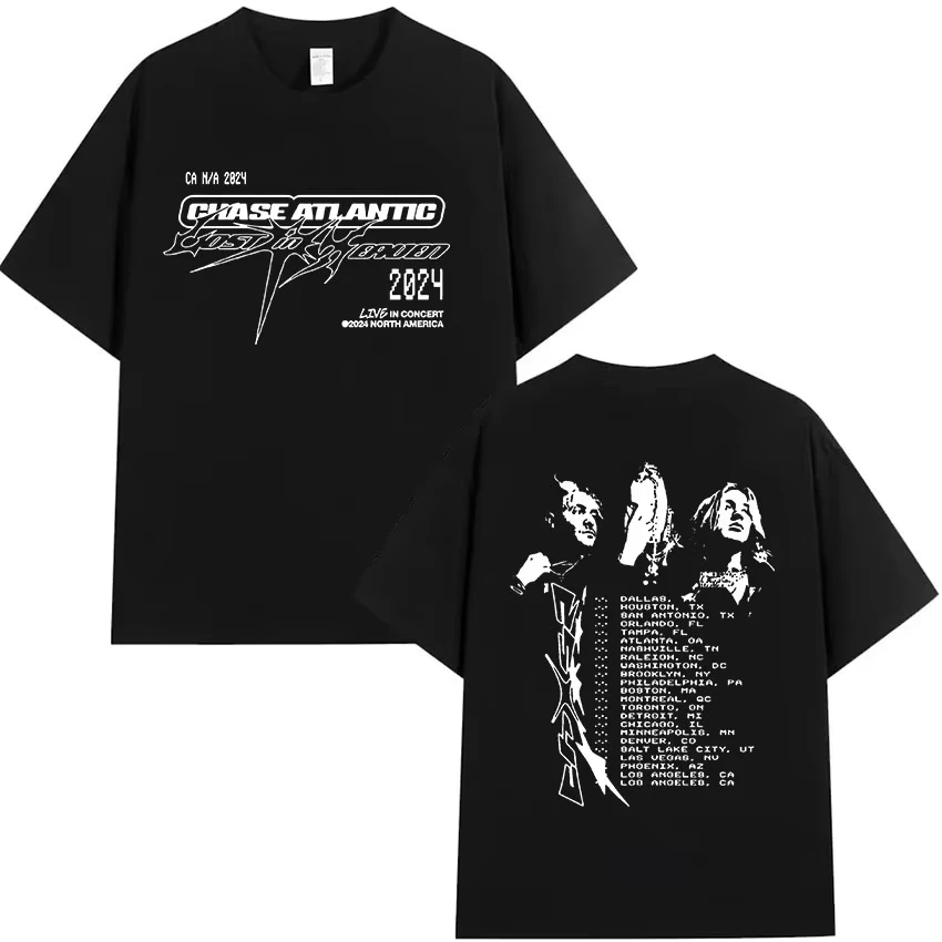 

Rock Band Chase Atlantic Lost in Europe and UK Tour 2025 T Shirts Men Hip Hop Vintage Oversized Cotton T-shirt Gothic Streetwear