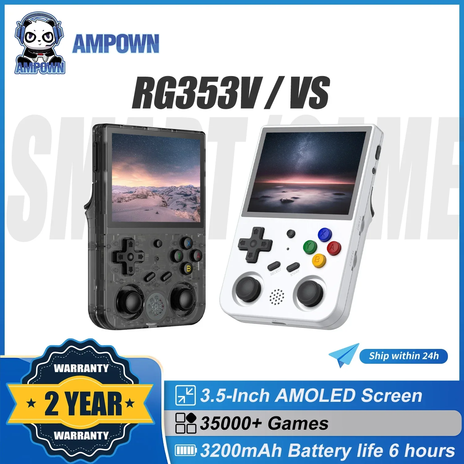 AMPOWN Anbernic RG353V/VS Handheld Game Players 2.8''Touch Screen Portable Retro Video Game Console Android 11 Linux Dual System