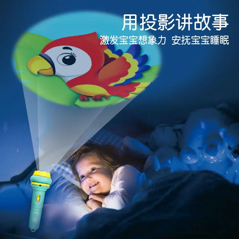 Cartoon Projection Flashlight 32 Patterns Creative Children Flashlight Toy Projector Baby Toys Bedtime Story Book Education Toys