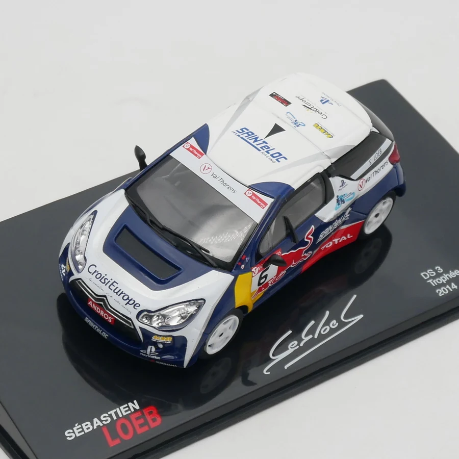 Ixo 1:43 Citroen DS3 Trophée Andros Glace WRC 2014 Loeb Diecast Car Model Metal Toy Vehicle