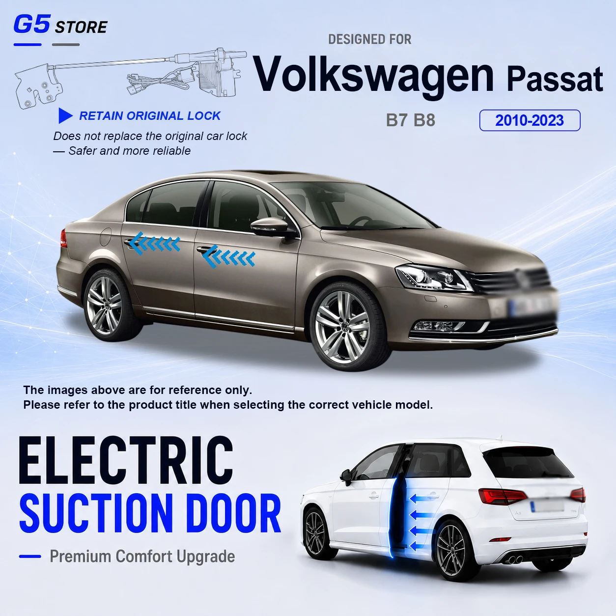 For Volkswagen Passat B7 B8 2010-23 Car Electric Suction Door Soft Close Kit Retain Original Lock Automatic Door Closing System