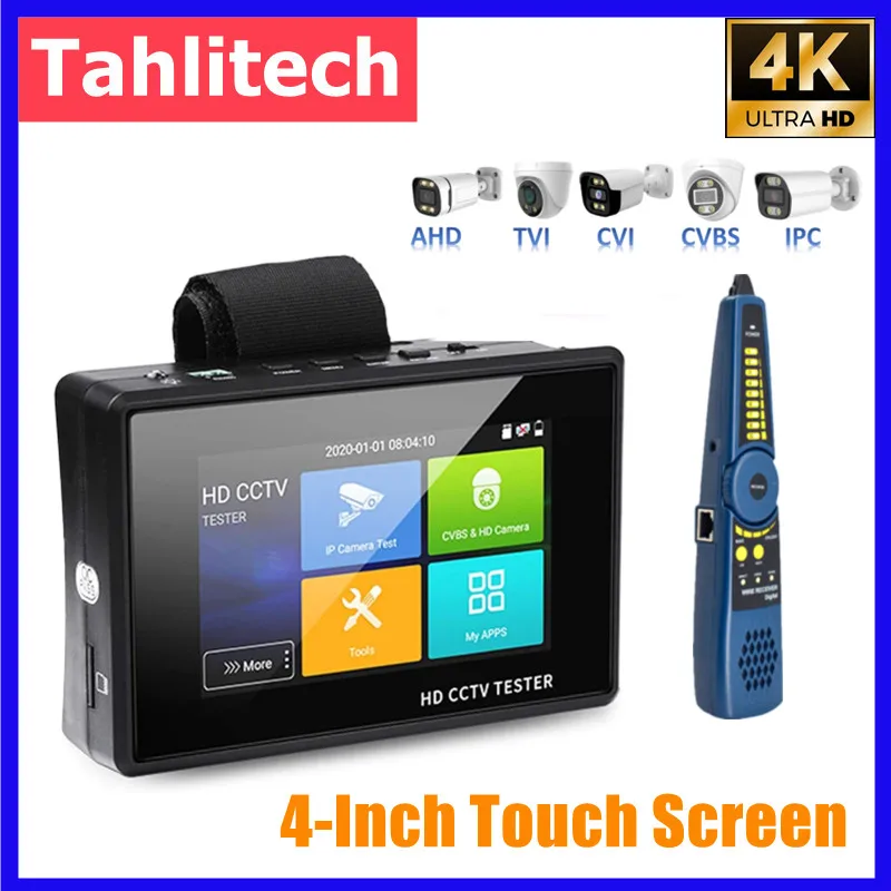 

4inch 4K IPC-1800CADH Plus CCTV Tester with Wire Tracer Wrist IP Camera Tester AHD TVI CVI CCTV Analog Camera Testing TOOL Kit