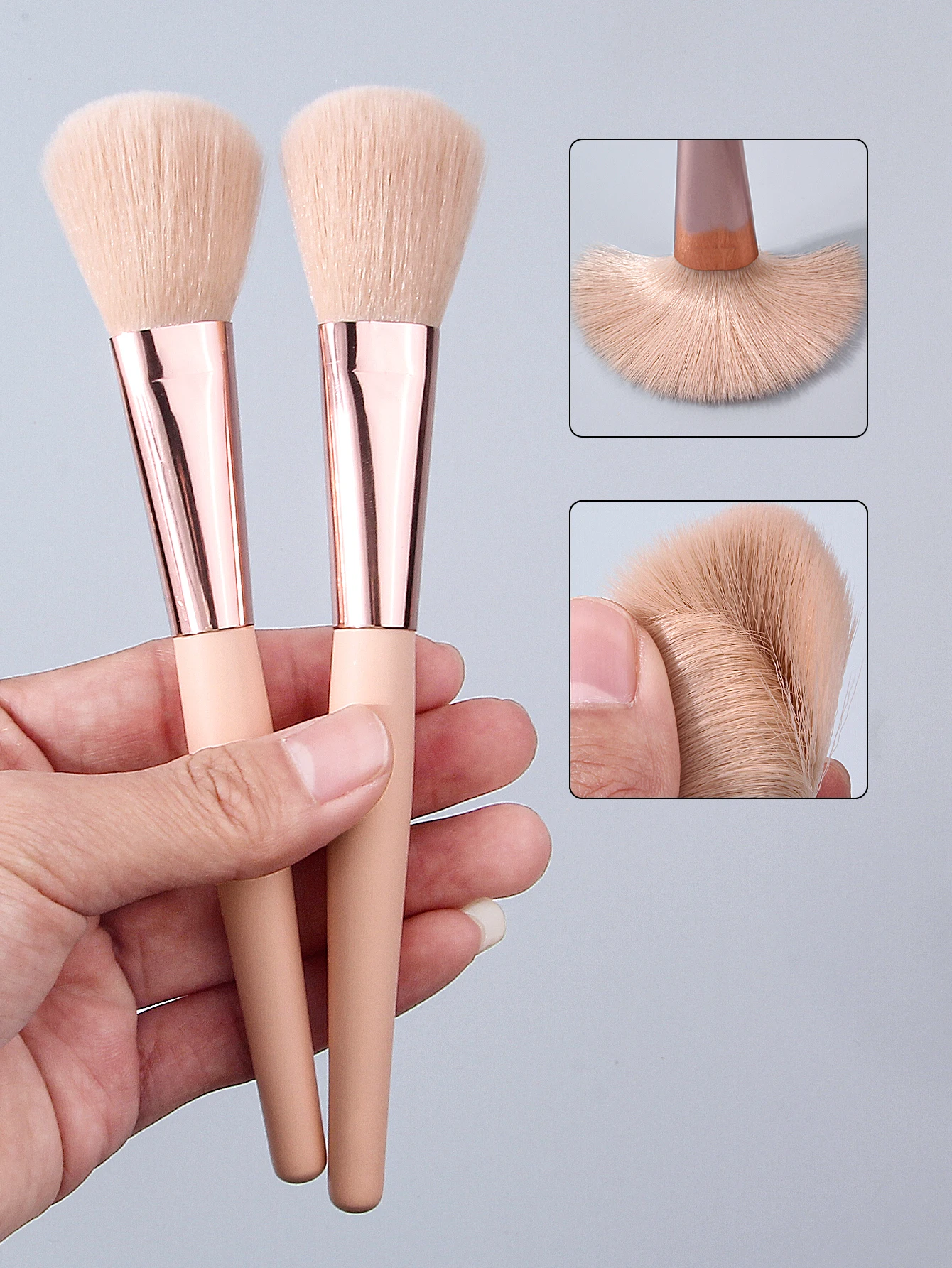 6 قطع من فرشاة أحمر الخدود ذات المقبض الخشبي، فرشاة كفاف البودرة السائبة، فرشاة مكياج الوجه متعددة الوظائف للمبتدئين، أداة تجميل #3
