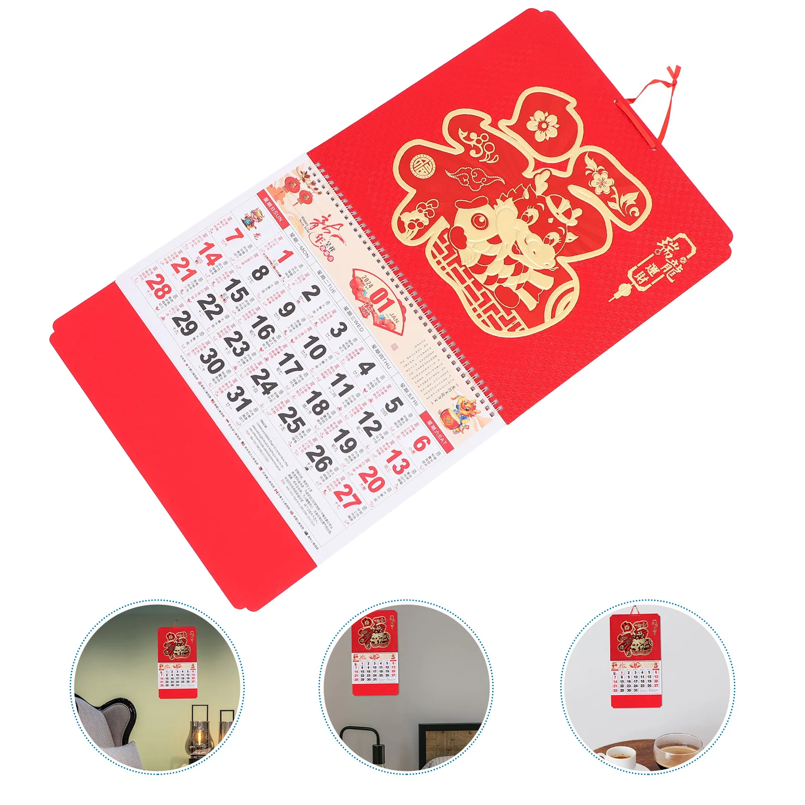 

Year of The Dragon Calendar Traditional Chinese Daily Wall New Style Monthly Family Calendars