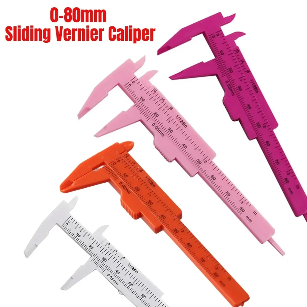 1PC 0-80mm Double Rule Scale Plastic Vernier Caliper Student Dial Gauge Micrometer Measuring Ruler Inside Diameter Depth Meter