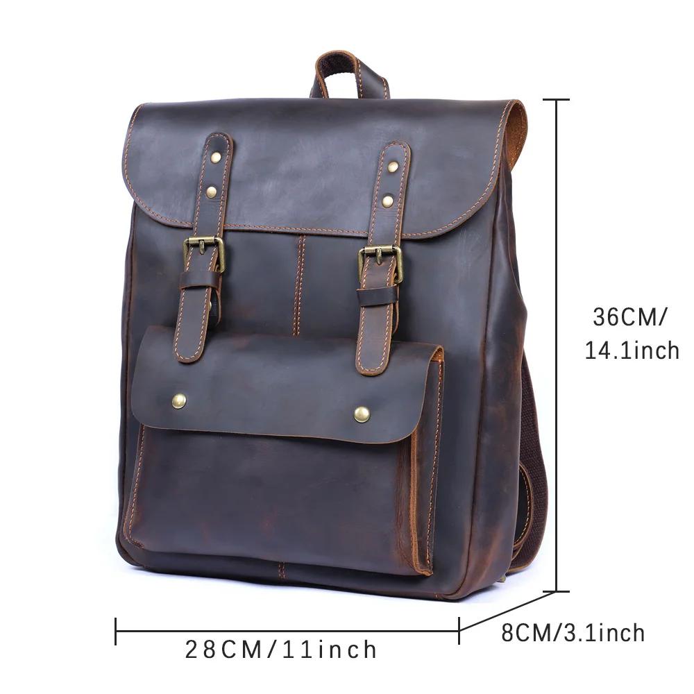S.WORKER Vintage Echtleder Herrenrucksack Handgefertigte Top-Grain-Leder Laptop-Umhängetasche Crazy Horse Tasche Mode für Männer – Detail 3