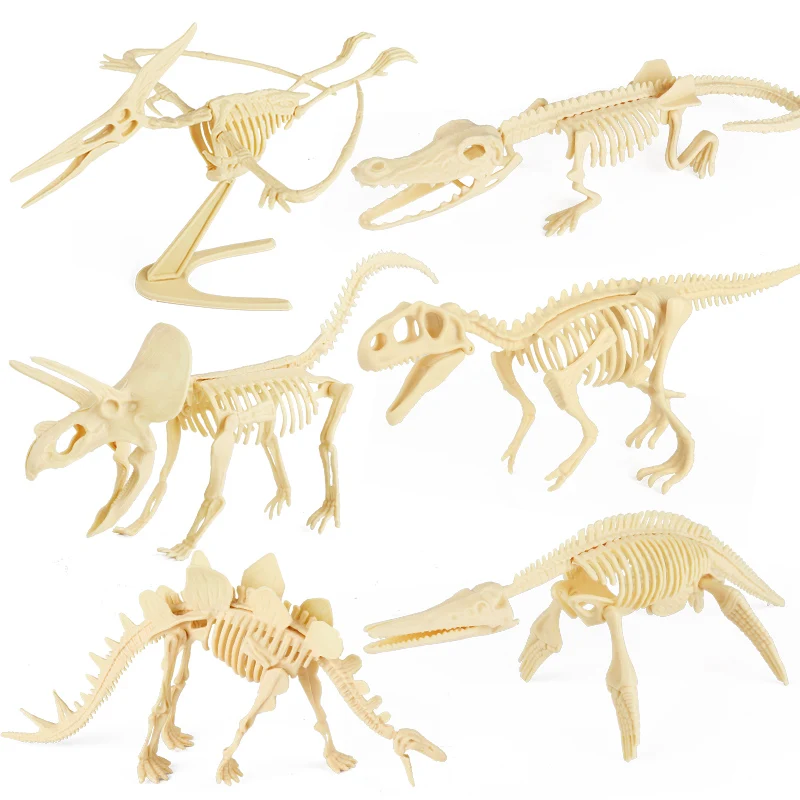 Oenux DIY Assembly Jurassic Dinosaur Fossil Skeleton Mosasaurus Tyrannosaurus Action Figure Collection Creative Model Kid Toy