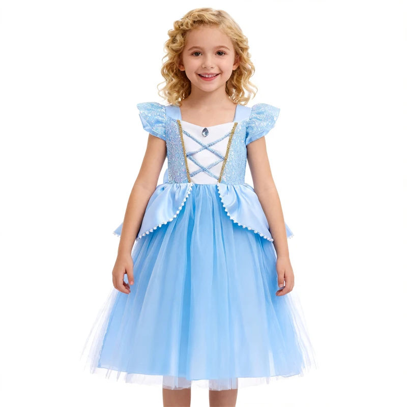 Girl Dresses Princess Cosplay Dress Up Costumes Cinderella Cosplay Costume Party Dress Kids Carnival Clothes Birthday Gift
