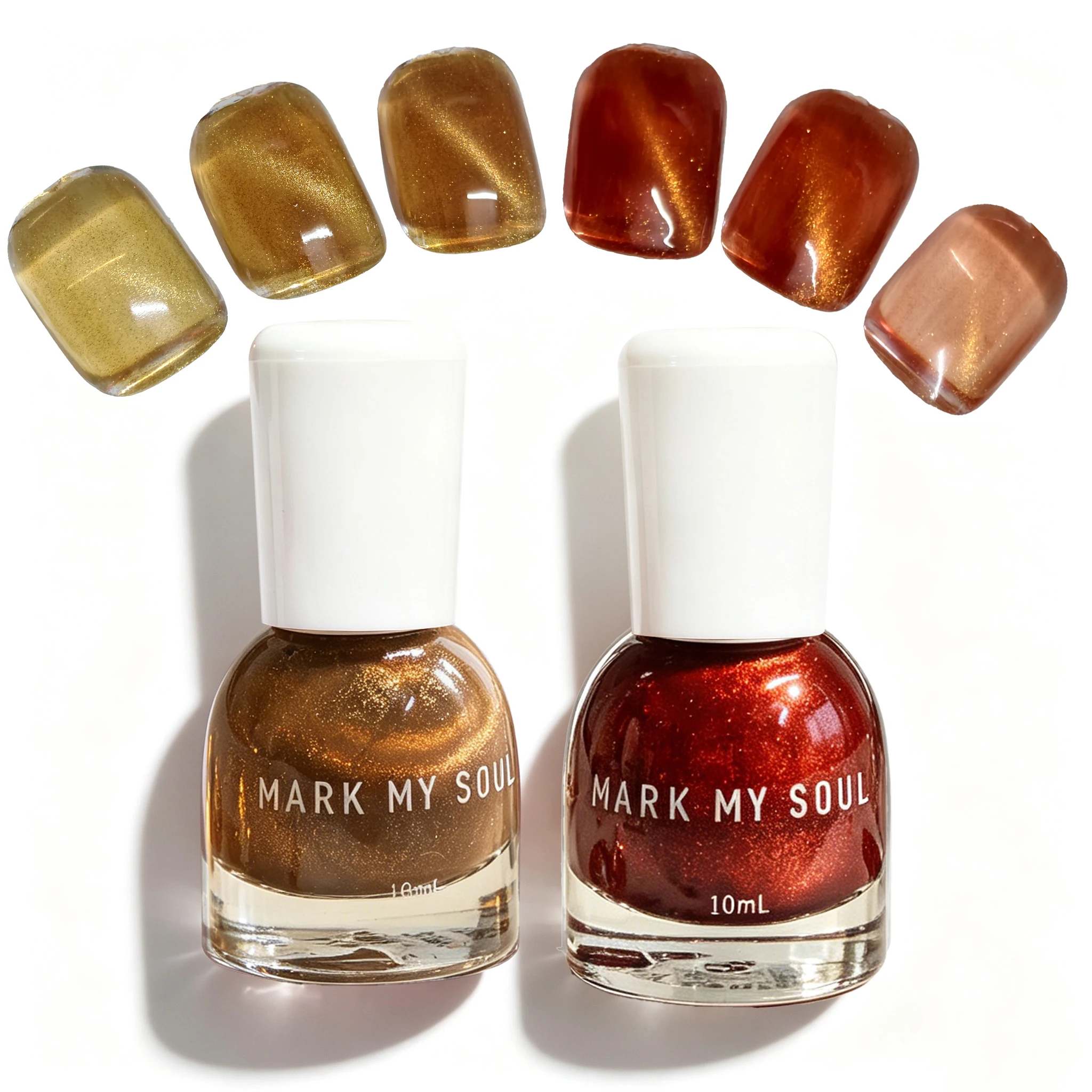 2Pcs Total 20ml MARK MY SOUL No UV Lamp Cat Eye Nail Polish Set S164/S165,Manicure Supplies