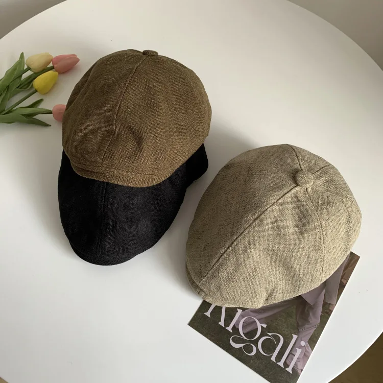 Vintage Y2K Damen und Mädchen Baumwolle Leinen Newsboy Cap koreanischen Stil Baskenmütze atmungsaktiv Sommer Frühling Herbst Hut – Detail 7