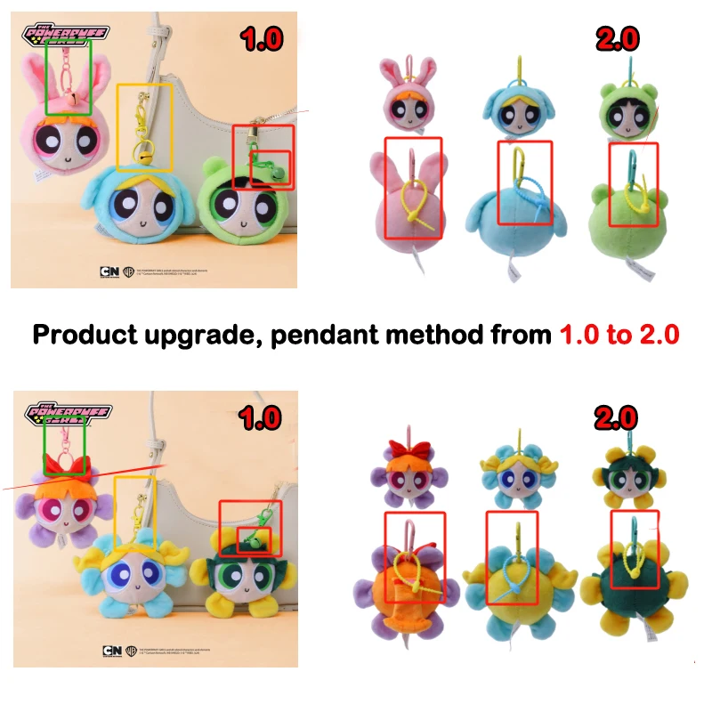 Authentic 12cm Powerpuff Girls Drag Flower Series Plush Doll Pendant Cute Girl Pericardium Pendant Keychain