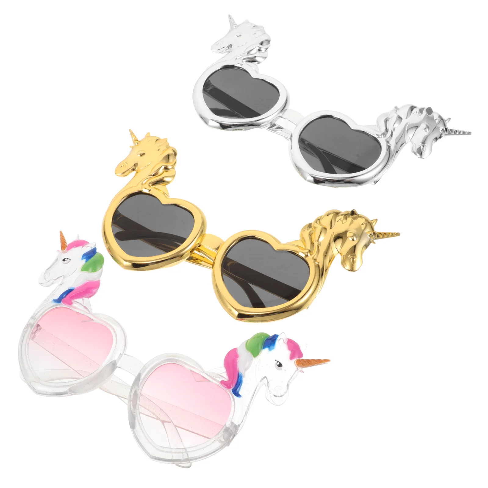 

3pcs Rainbow Unicorn Glasses Kids Party Photo Props Silly Sunglasses Adults Booth Unique Eyewear Birthday Novelty Decorations