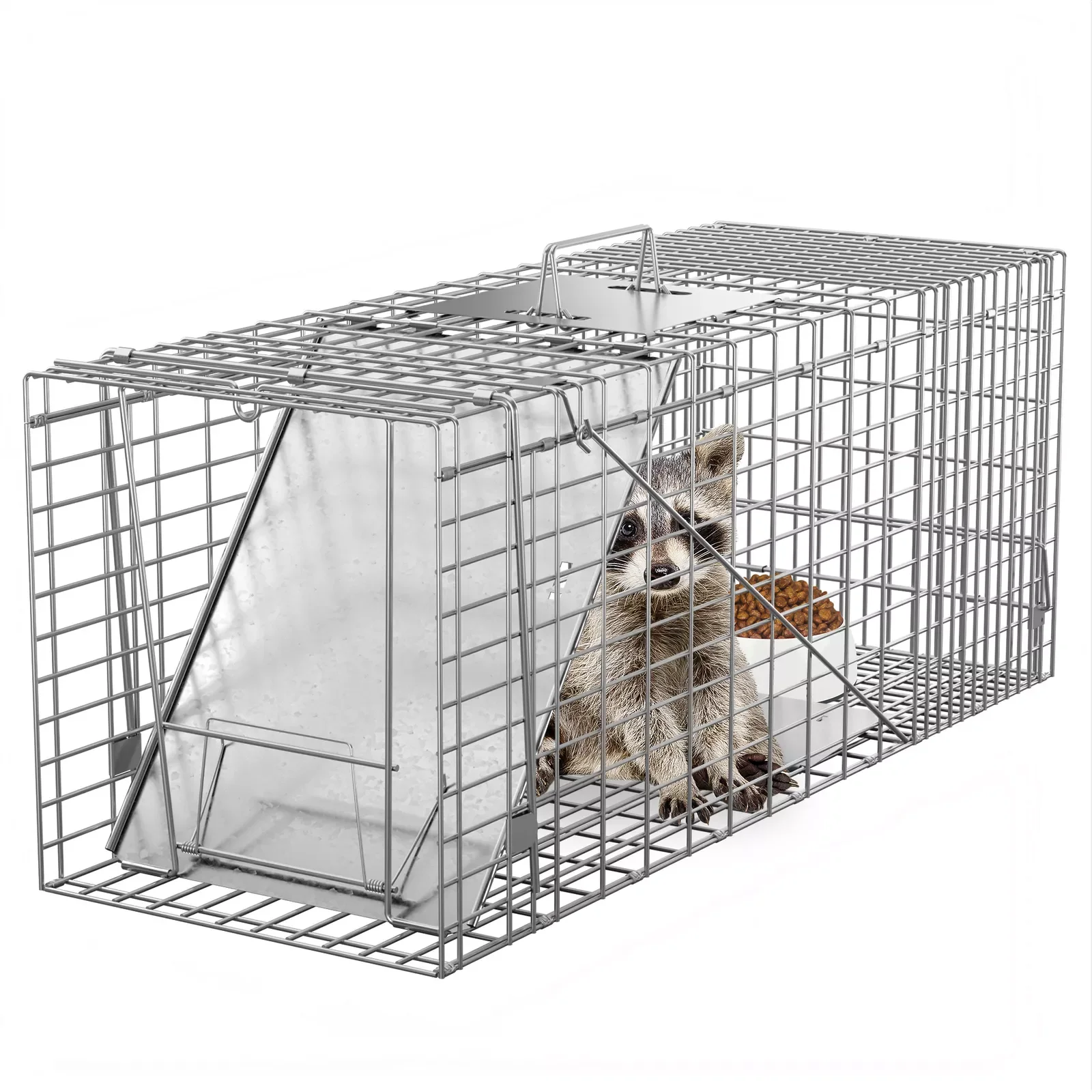 

Live Animal Cage Trap 32" X 12.5" X 12" Humane Rodent Raccoon Cage w/Iron Door