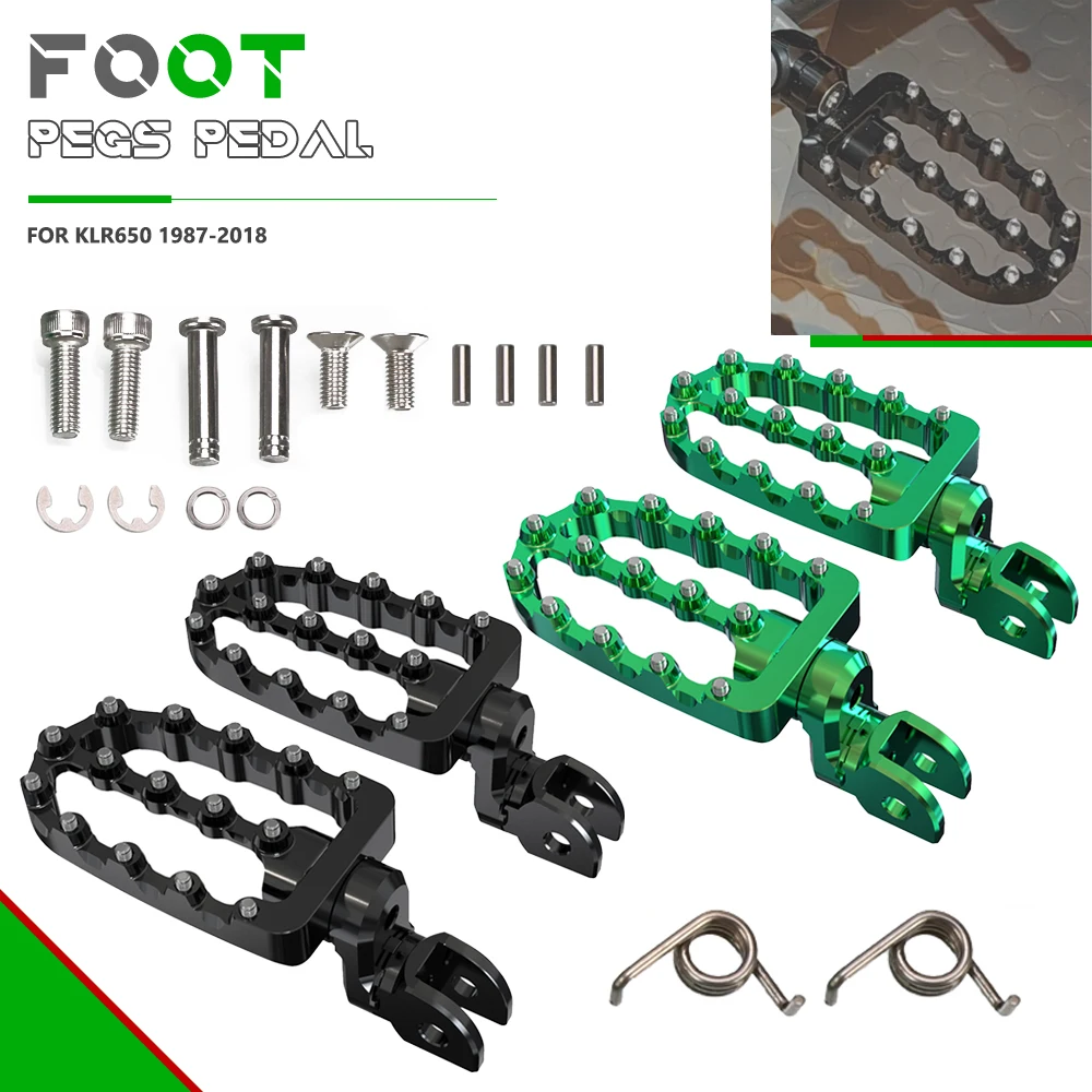 FOR KAWASAKI KLR650 CR80R CR80RB CR85R CR85RB CRM250 XR250R 1987-2018 Motorcycle Aluminum FootPegs Foot Pedals Rests Footrest