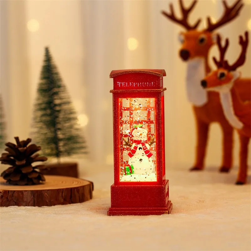 2024 Santa Claus Phone Booth Decoration Christmas Gift Christmas Crystal Ball Ornaments Led Lights Merry Christmas Decoration