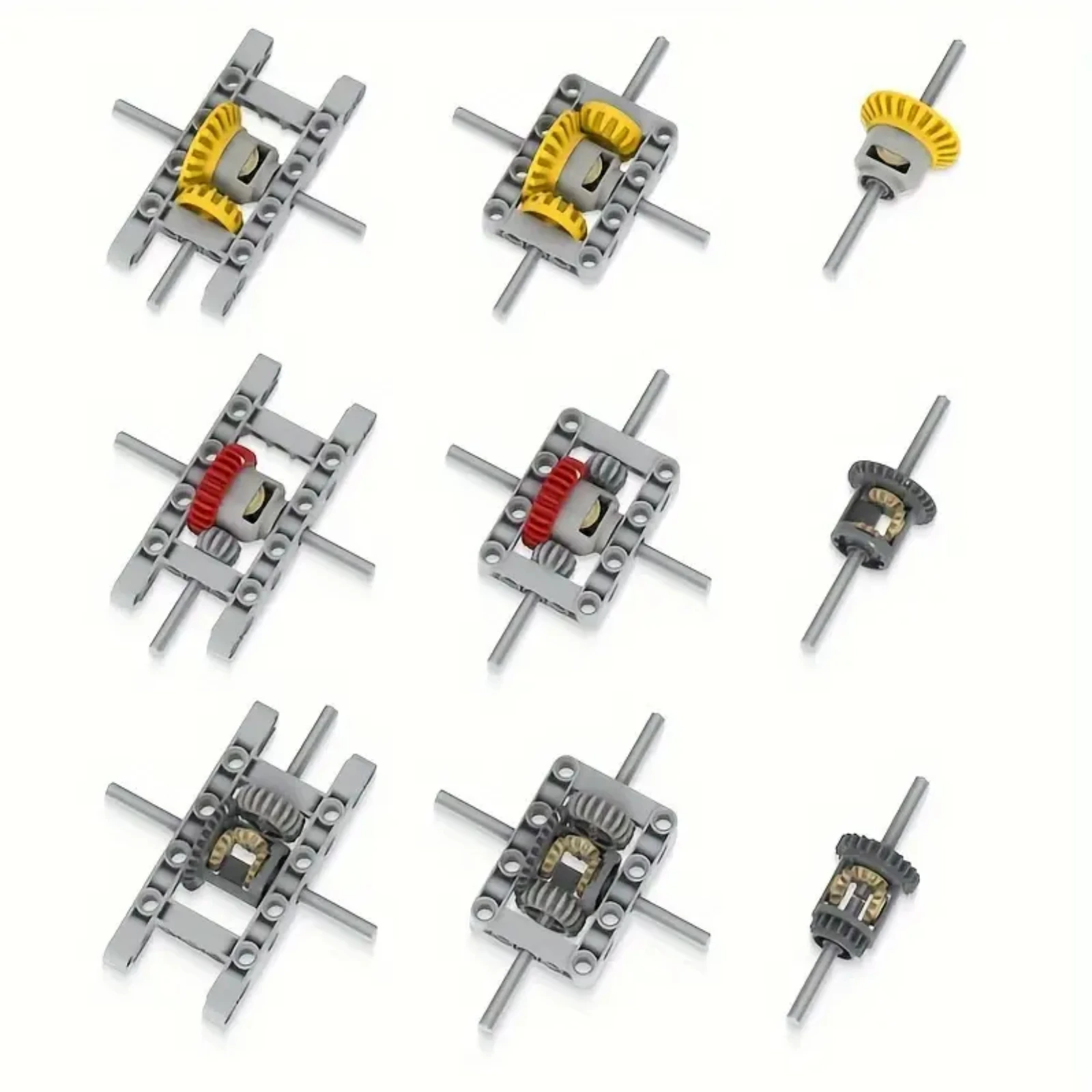45PCS MOC 9in1 Versatile Differential Gear Set Technical Parts Frame Gears Shaft Hole Arm Building Blocks Compatible Major Brand