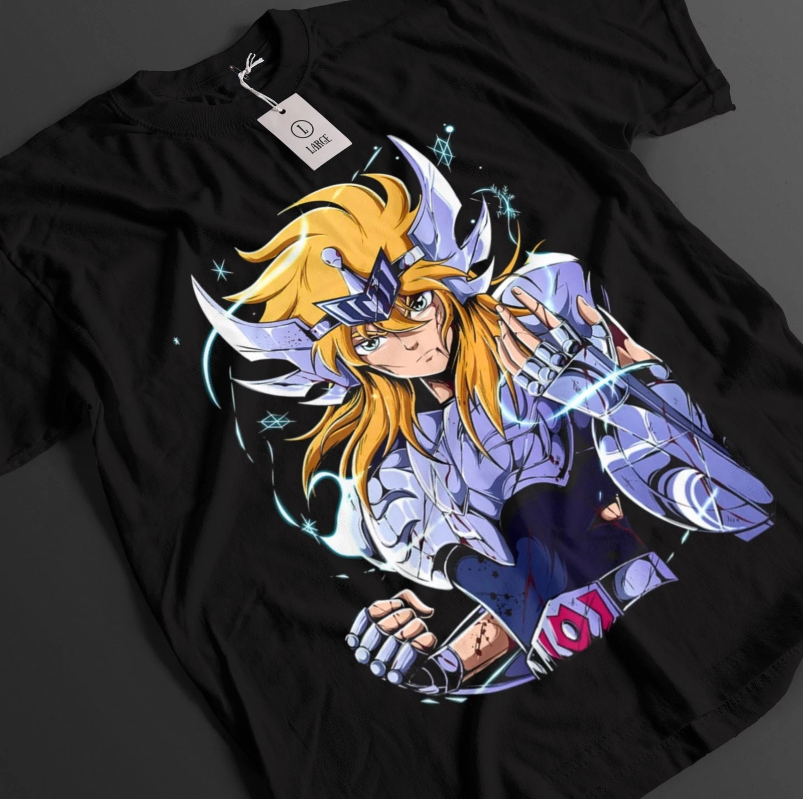 Camiseta Saint Seiya, camiseta Glacier, Camiseta estampada de Anime para hombres y mujeres, camiseta de manga corta holgada cómoda de algodón de verano a la moda