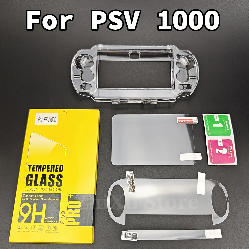 1set Clear Crystal Protective Case For PS Vita 1000 Top Bottom PET Protection Films Transparent Housing Cover for PSV 1000 Game