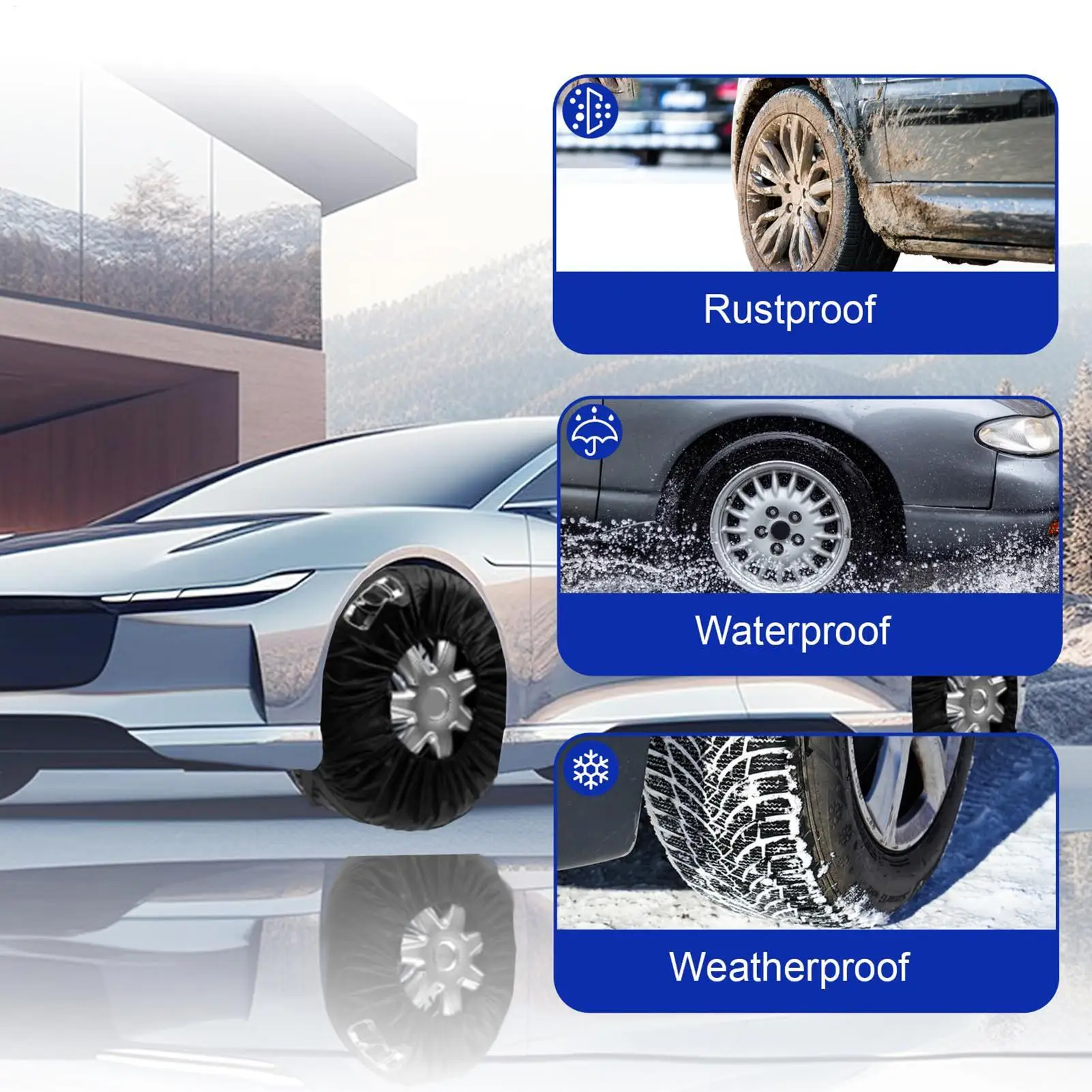 Tire Cover 4 Pieces Handle Bag Protector For Wheel Waterproof Tire Cover For Camping Overlanding Garage Road Trip Offroad Travel