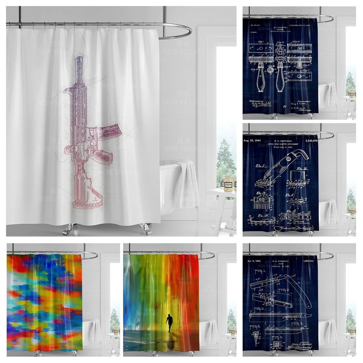 

Абстрактная занавеска для душа с геометрическим граффити, скандинавская минимальная ветровая водонепроницаемая тканевая занавеска для ванной комнаты, занавеска для душа 180x200