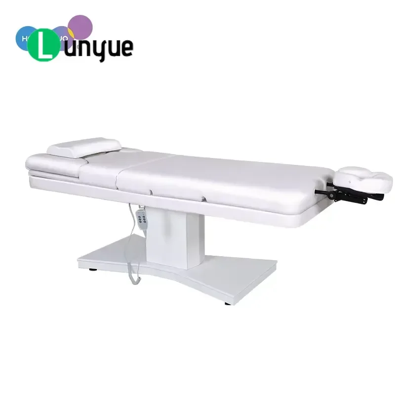 3 Motor Electric Massage Bed with Removable Armrest Extra Pillow PVC Leather Lighting for Beauty Spa Treatment