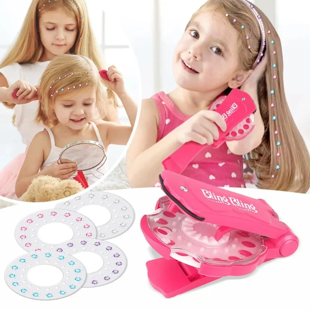 Girls Toys Beauty Fashion Hair Diamonds Bling Glitter Hair Magic Jewel Drill Interactive Toys Headwear Hair Accessories Gift