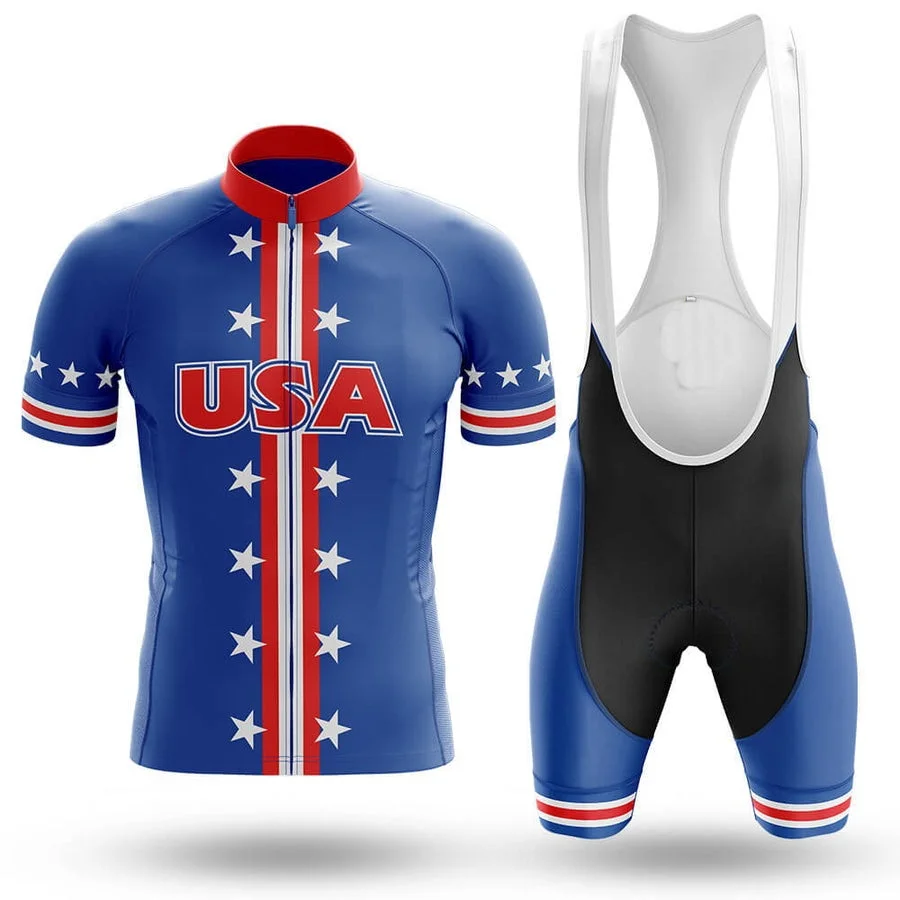 LASER CUT USA NATIONAL SHORT SLEEVE CYCLING JERSEY SUMMER CYCLING WEAR ROPA CICLISMO+BIB SHORTS