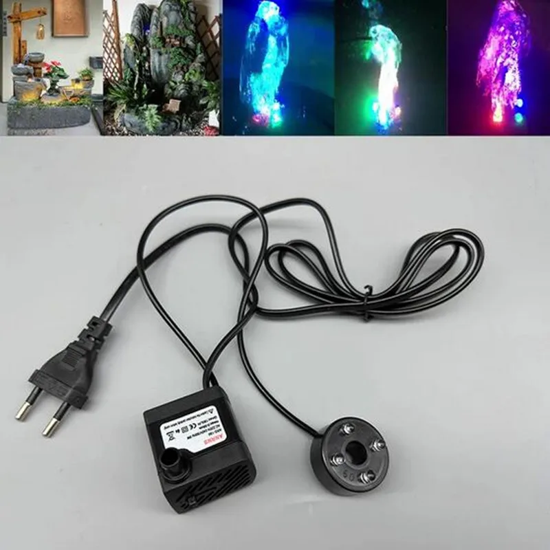 

Submersible Aquarium Glow Fountain Pump, Pond, Rockery, Fountain, Water, EU Plug, Landscaping, 220V, 3W, 4 LED Lights